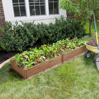 Topeakmart 95 x 25 x 11inches Wooden Elevated Raised Garden Bed 8x2ft Raised Kit Divisible - Garden Planter Boxes for Vegetables Outdoor Outside, Brown