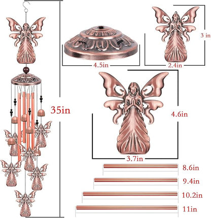 Outdoor Angel Wind Chimes, Gifts for Mom & Grandma & Family, Music Wind Catcher, Mobile Angels Ornaments, Memorial Windchime, Blessing Wind Bells for Indoor,Home,Balcony,Lawn,Yard, Garden Decoration