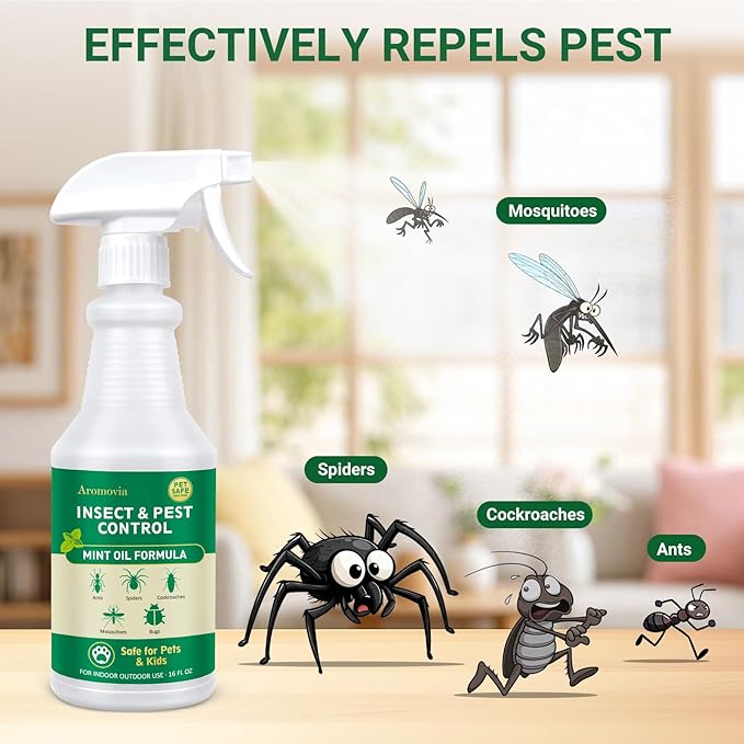 Peppermint Oil Insect Repellent Spray 16 OZ, Natural Indoor & Outdoor Bug Control for Spiders, Ants, Roaches, and More, Kids and Pets Safe, Suit for Garage Kitchen Attic Patio Basement