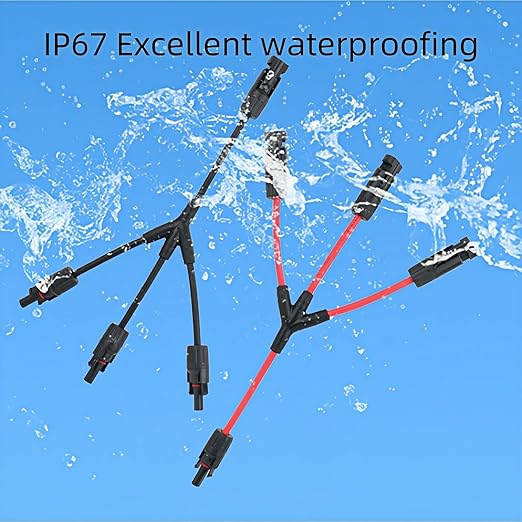 1 Pair Solar Y connectors 1 to 3-Turn Waterproof Parallel Solar connectors, 10AWG tinned Copper Solar Panel Cable Plug connectors (M/FFF and F/MMM)