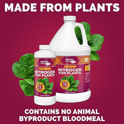 Bloom City's Organic Nitrogen - Liquid Fertilizer for Lawns - Nitrogen Fertilizer for Lawns & Gardens, 1/2 Pint (8 oz)