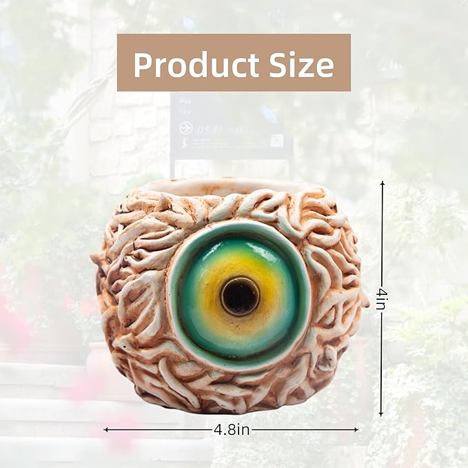 Orange Monster Eye Planter Creative Unique Eye Plant Pot,Resin Succulent Plants Pot with Drainage, for Outdoor Garden Deco and Home Art Decoration(Orange)