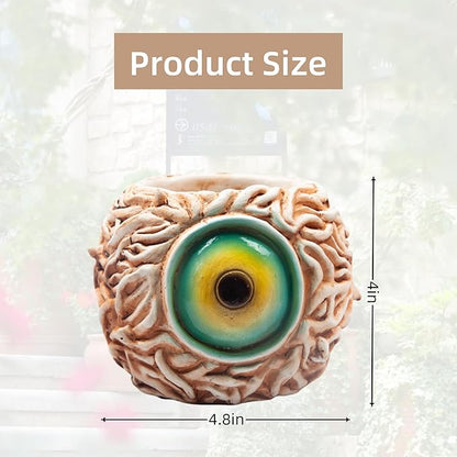 Orange Monster Eye Planter Creative Unique Eye Plant Pot,Resin Succulent Plants Pot with Drainage, for Outdoor Garden Deco and Home Art Decoration(Orange)