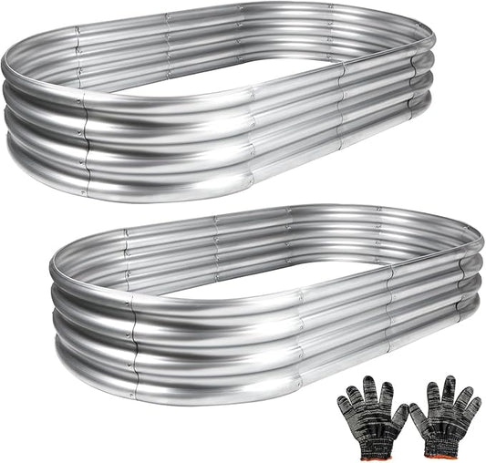 2 pcs 4×2×1 ft Raised Garden Bed for Outdoor, Easy Assembly Galvanized Planter Box for Vegetables, Flowers & Herbs