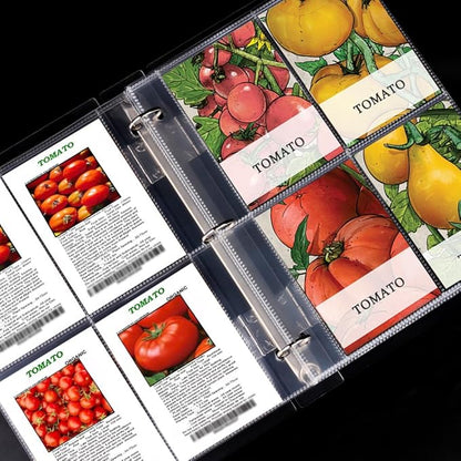 Baskiss 4 Pocket Seed Storage Sleeves 25 Pack Garden Seed Organizer Pages, 100 Pockets 3.58" x 5.27", 240 Microns Thick Heavy-Duty Sheet Protector for Seeds, Photos, Cards, Fits Standard 3 Ring Binder