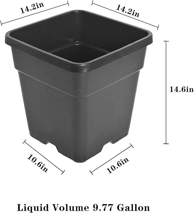 10 Gallon Square Nursery Pots Plant Pots Grow Pots Nursery Container for Planting Soil Plants 10Pcs