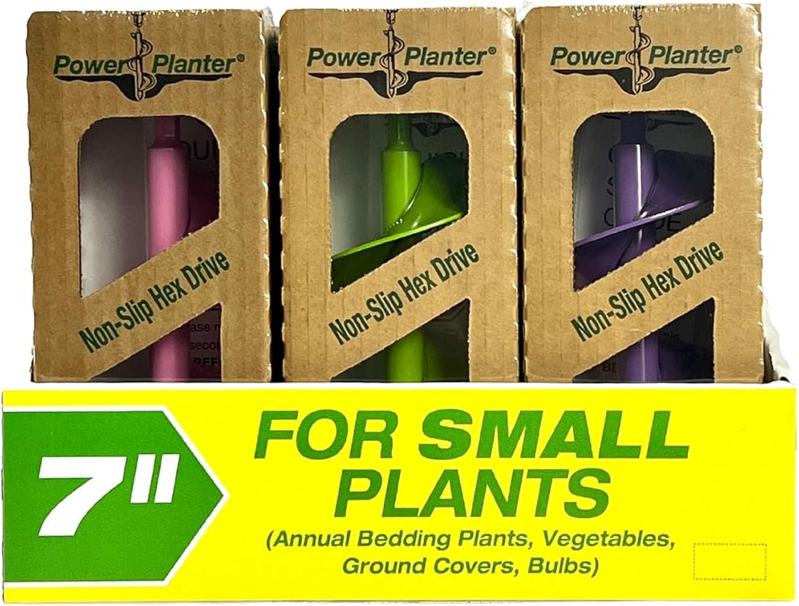 Power Planter Bulb Auger & Bedding Plant Tool - 3"x7" Garden Auger Drill Bit with 3/8" Non-Slip Hex Drive, Hand-Welded Planting Auger Gardening Drill, Earth Auger Digging Tools, Up to 6" Deep (Purple)