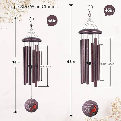 ASTARIN 36" Large Deep Tone Personalized Name Sympathy Wind Chimes, Printing in USA Cardinal Memorial Wind Chime for Loss of Mother Father Loved One, Bereavement Condolence Gifts Decor Outdoor