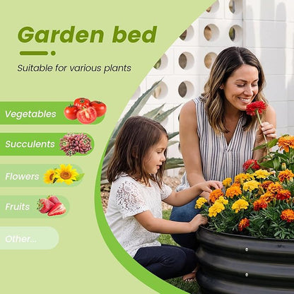 AHEONLAR 3Pack 2x2x1 ft Round Galvanized Raised Garden Bed Kit Round Metal Flower Box Large Planter Raised Beds Outdoor Garden for Planting,Fruit,Herb-Grey