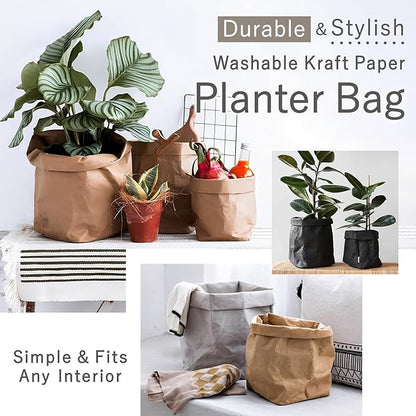 Planter Cover, Washable Kraft Paper Storage Bag, Interior, Case, Special Kraft Paper, Durable, Foldable, Toy Box, Stylish, Reliable Japanese Company, (Gray, Small)
