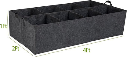 8 Grids Fabric Raised Garden Beds, 4x2x1ft Thickened 400G Square Fabric Grow Bags with Handles,Indoor Outdoor Fabric Plant Pots Planter for Vegetables, Herbs, Flowers