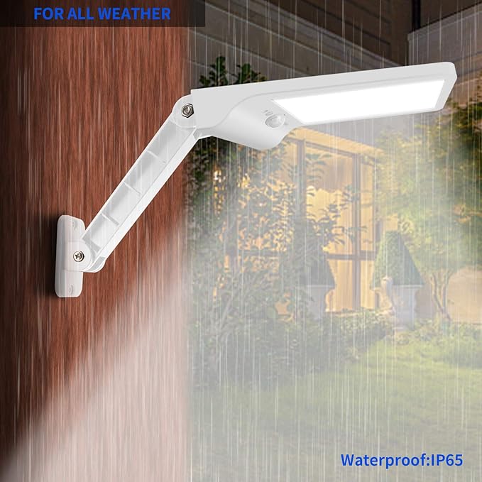 Aqonsie Solar Lights Outdoor, 180° Adjustable 56LED Solar Flood Light, Outside Security Motion Sensor Lights with Remote, 3 Lighting Modes with Mounting Rod for Gutter Backyard Garage Garden 2 Pack