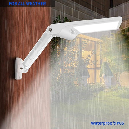 Aqonsie Solar Lights Outdoor, 180° Adjustable 56LED Solar Flood Light, Outside Security Motion Sensor Lights with Remote, 3 Lighting Modes with Mounting Rod for Gutter Backyard Garage Garden 2 Pack