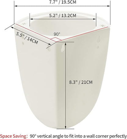 ORIMERC 2 Pack Corner Wall Mounted Hanging Planter Self Watering Triangle Plastic Flower Pot Decorative Modern Plant Vase Container Holder for Succulent Indoor Outdoor Home Office Décor White
