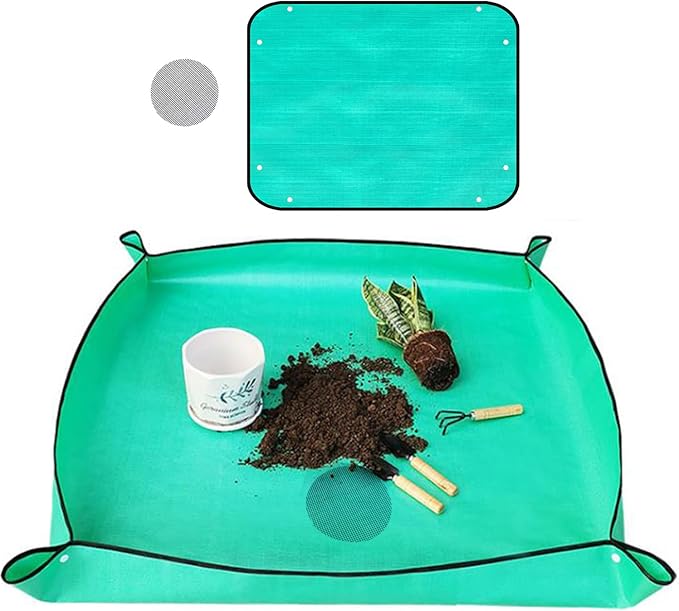 Plant Repotting Mat Waterproof Gardening Mat Plant Transplanting Potting Tray for Indoor Succulent Potting Tarp Portable Thicken PE Mat Garden Work Cloth Bonsai Tools (40"x 60")