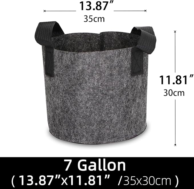 Grow Bags,Growing Pot Bags Garden Grow Bag Indoor Outdoor Fabric Aeration Plant Pot Container Flower Vegetable Pouch (Dark Gray,7 Gallon)