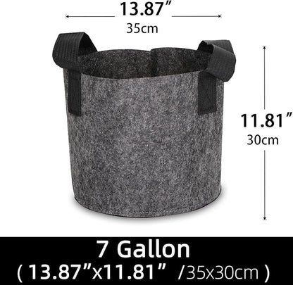 Grow Bags,Growing Pot Bags Garden Grow Bag Indoor Outdoor Fabric Aeration Plant Pot Container Flower Vegetable Pouch (Dark Gray,7 Gallon)