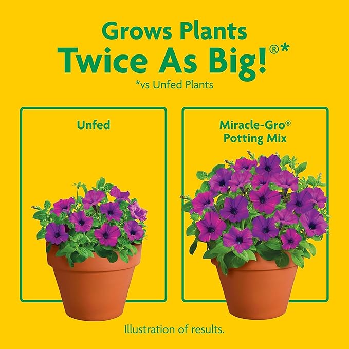 Miracle-Gro 2 Pack Potting Soil Mix for Container Plants, Flowers, Vegetables, Shrubs, Annuals, and Perennials, Feeds for Up to 6 Months, 2 Cu Ft