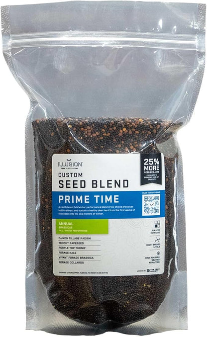 Prime Time Annual Seed Blend | Seeds for All-in-One Food Plot Seed + Fertilizer for Deer - 1/4 Acre Coverage