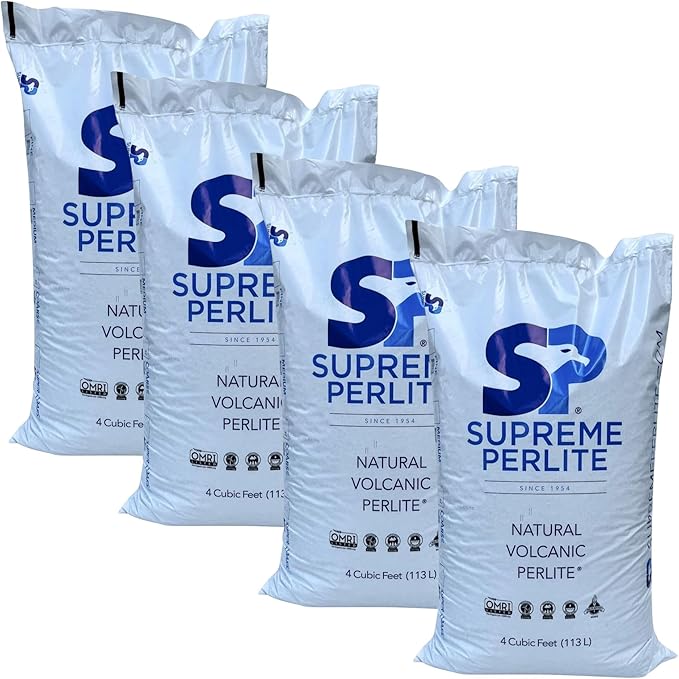 Supreme Perlite Medium Horticultural Perlite for Potting Soil, Seed Starting, Propagation, Organic Gardening & Soil Aeration, 4 Medium Bags Each 4 Cu Ft