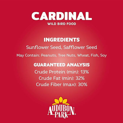 Audubon Park Cardinal Wild Bird Seed - 8 lb. No Corn, Milo, or Millet – Sunflower & Safflower Mix – Bird Food for Outside Feeders
