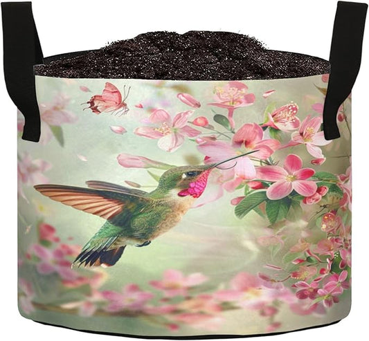 10 Gallon Hummingbird Foraging Flowers Butterfly Grow Bag Heavy Duty Thickened Plant Pot Containers with Handles for Potato Tomato Flowers Fruits Vegetables
