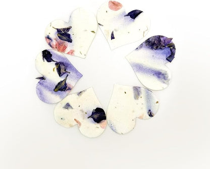50pcs Small Purple Heart Seed Paper – Plantable & Writable Wildflower Seed Paper, Gift for Mom This Mother’s Day, Use for Shower Favors, Weddings, Heart Party Favors or Life Events