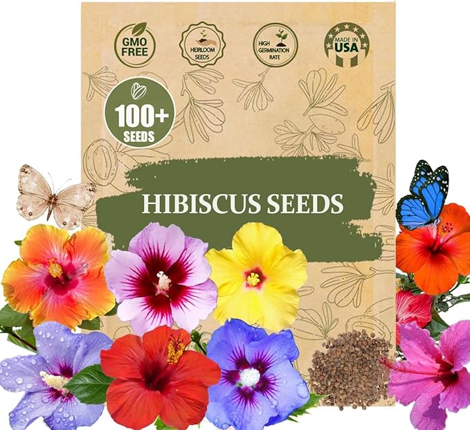Premium Hibiscus grandiflorus Seeds for Planting – 100+ Non-GMO Heirloom Seeds for Giant Tropical Blooms – Fast-Growing, Easy to Cultivate, High-Yield