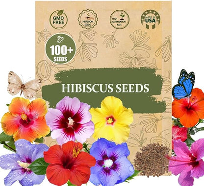 Premium Hibiscus grandiflorus Seeds for Planting – 100+ Non-GMO Heirloom Seeds for Giant Tropical Blooms – Fast-Growing, Easy to Cultivate, High-Yield
