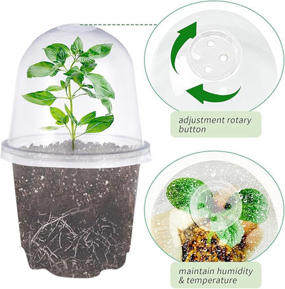 JOPY 30 Pack 4 Inch Plastic Nursery Pots with Humidity Dome for Plants Clear Seed Starter Pots Seedlings Planting Pots for Garden Indoor and Outdoor Small Planter Containers with Drainage Holes