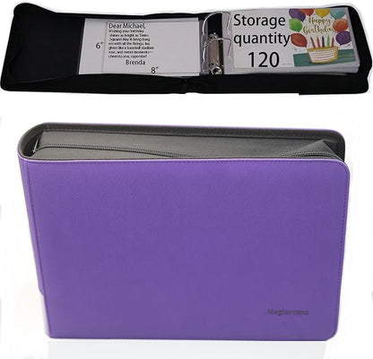 greeting card organizer binder and birthday card holder book,christmas card photo album,binder for greeting cards with sleeves,Suitable for 5x7in, 4x6in, 3x5in cards holds 120 cards (violet)