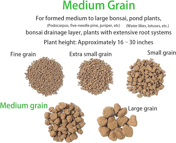 Japanese Super Hard Akadama Bonsai Soil - Medium Grain (22.5lb) | Ideal for Established Medium to Large Bonsai, Pond Plants, Bonsai Drainage Layers, Plants with Extensive Root Systems