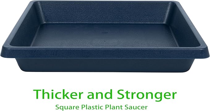 Square Plant Saucer 10 Inch 4 Pack, Plant Drip Trays and Flower Pot Saucers，Doubles Plant Water Catcher Tray, Plant Trays for Indoors No Holes, Plant Drainage Tray Saucers for Potted Plants