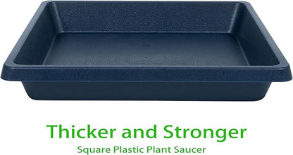 Square Plant Saucer 10 Inch 2 Pack, Plant Drip Trays and Flower Pot Saucers，Doubles Plant Water Catcher Tray, Plant Trays for Indoors No Holes, Plant Drainage Tray Saucers for Potted Plants