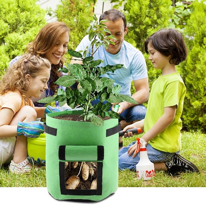 ELEOPTION Plant Grow Bags 7 Gallon 2PCS, Non-Woven Garden Potato Carrot Tomato Vegetable Planting Bag with Handles and Flap, Fabric Pots Heavy Duty Planter Bags (Green)