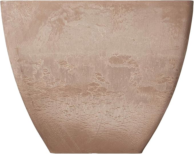 PSW Pot Collection 16x13 inch Plastic/Stone/Wood Composite Square Planter – No Drainage Hole (Drillable), Modern Indoor/Outer Pot for Flowers, Foliage, Succulents, Fairy Gardens, Taupe