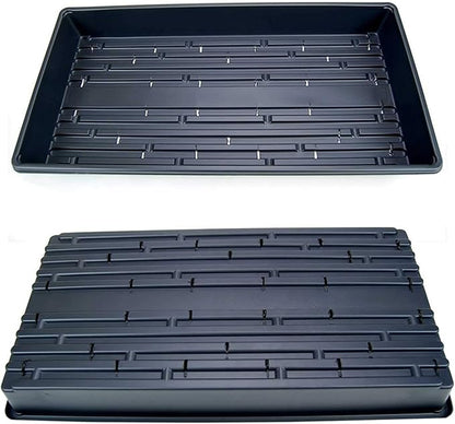 9GreenBox 5 Pack of Durable Black Plastic Growing Trays (with Holes) 21" x 11" x 2" - Planting Seedlings, Flowers, Wheatgrass