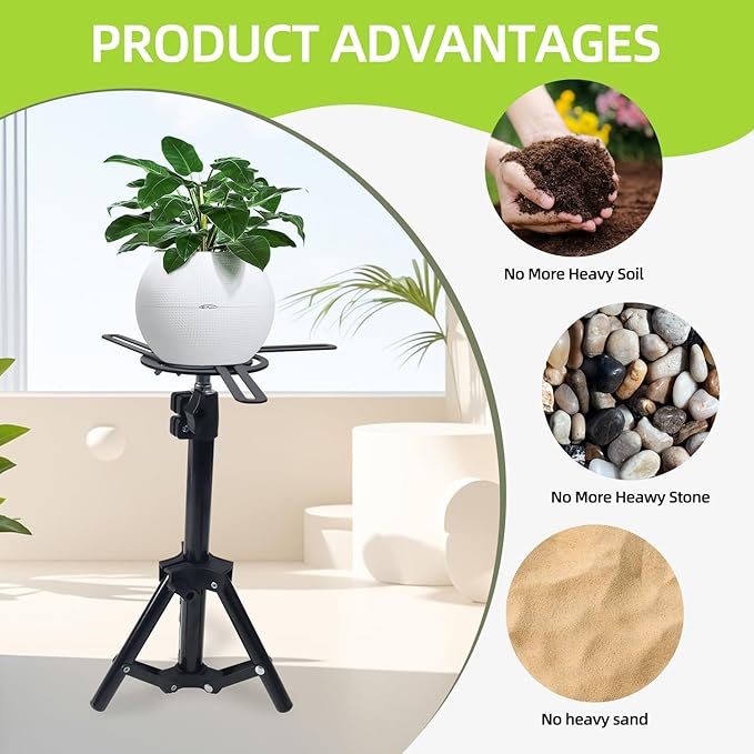 1PCS Adjustable Planter Inserts Plant risers,Tall Tapered Plant Riser Fill Bottom，Planter Fillers for Large Pots，Indoor and Outdoor （12-21" Rise，4-12" Top）