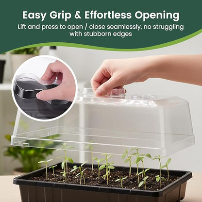 5 Pack 5" High Humidity Domes for SOLIGT Medium 14 * 10.8 * 2.3" Seed Starting Trays, Adjustable Vents, Portable Handle, Clear View, Unobstructed Light