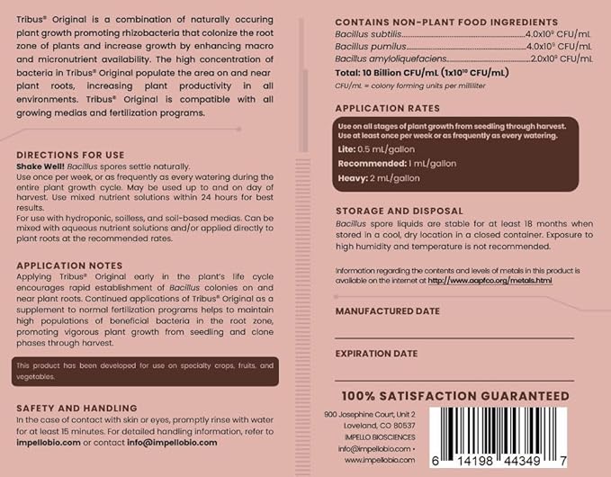 Tribus Organic Microbial Inoculant – Root Booster for Plants, Increases Plant Yield, Root Growth, Flower & Fruit Quality. Bloom Booster. Visible Root Growth in 24Hrs. Packaging May Vary. 33.8 oz