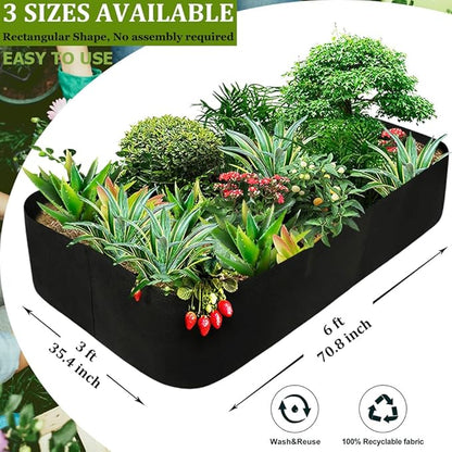 Fabric Raised Garden Bed, 128 Gallon 3 Grids Rectangle Garden Grow Bags, 3x6 FT Breathable Planter Raised Beds for Growing Vegetables Flowers Herb, Raised Planters for Outdoor Plants