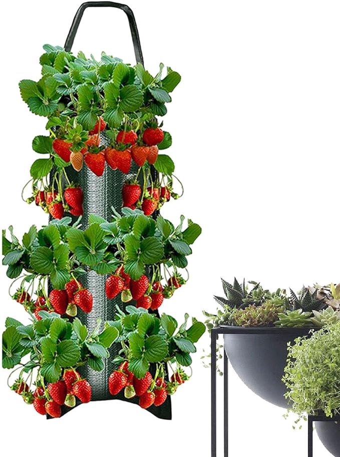 Shakven Upside Down Planter Tomato Herb Strawberry Grow Bags | 8 Hanging Grow Bags for Tomato Chili Herb Strawberry,Hanging Aeration Fabric Strawberry Planter Bags for Growing Herbs Flowers