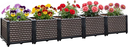 Large Planters for Outdoor Plants 14" Tall Planter Box, Raised Beds for Gardening Self Watering, Elevated Planter Box with Legs, Rectangular Garden Planters for Outdoor Plants Flowers, 78.7"L x 15.7"W