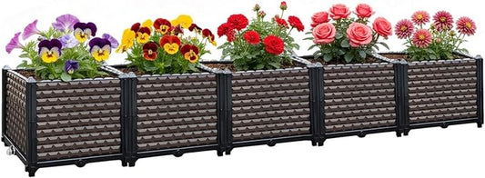 Large Planters for Outdoor Plants 14" Tall Planter Box, Raised Beds for Gardening Self Watering, Elevated Planter Box with Legs, Rectangular Garden Planters for Outdoor Plants Flowers, 78.7"L x 15.7"W