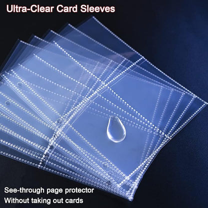 20 Pack 160 Pockets 2.5x3.5 Trading Card Sleeves,A5 Binder 4 Pocket Card Sleeves,Double-Sided 4 Pocket 6.1x7.6 Page Protector,Ultra-Clear Game Card Sheets for A5 Mini 3 Ring Binder
