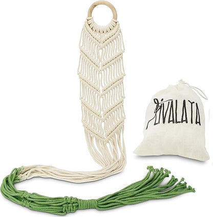 LIVALAYA Macrame Plant Hangers Wall Planter - Green Ombre 48 Inch, for Indoor or Outdoor, 100% Cotton Rope Hanging Plant Holder with Tassel for Flower Pots and Succulents Modern Boho Home Décor