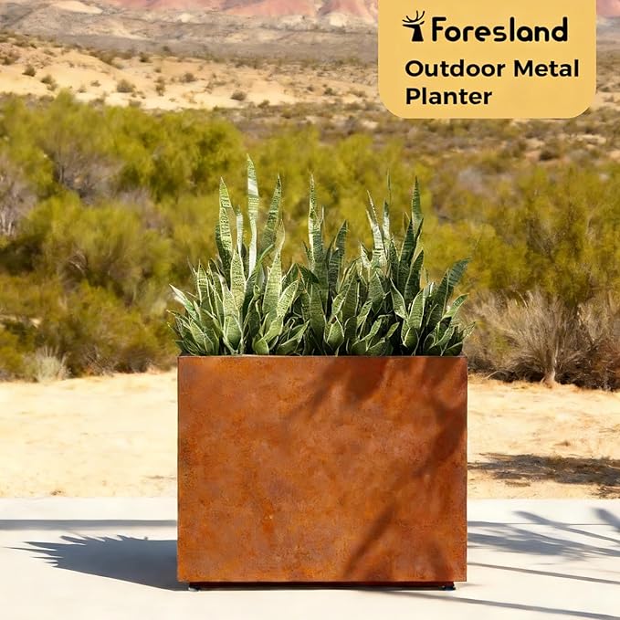 30-inch Tall Elevated Metal Planter, 36W x 11D Corten Steel Style Planter Box with Removable Partition & Adjustable Feet, Outdoor Weathering Corten Steel Planters for Patio, Deck, Yard, Rust