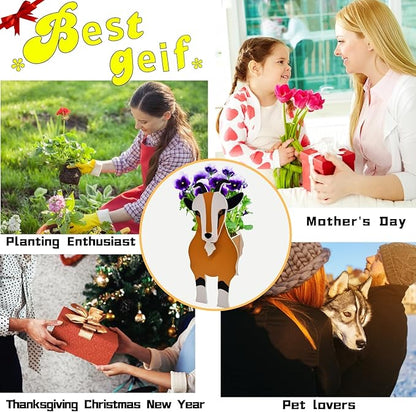 Goat Planter Plant Pots,Animal Flower Pot for Indoor/Outdoor,Small Cute PVC Animal Face Shape Plant Container Best for Home Office Garden Decoration Mom Gift
