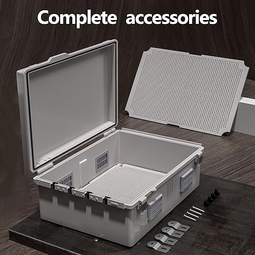 Electrical Junction Box, Ventilated Design, Cable Grommets, Indoor/Outdoor Use with Mounting Panel & Hinged Cover. Waterproof IP 65. (Grey Cover, 19.7"x15.7"x7.9")