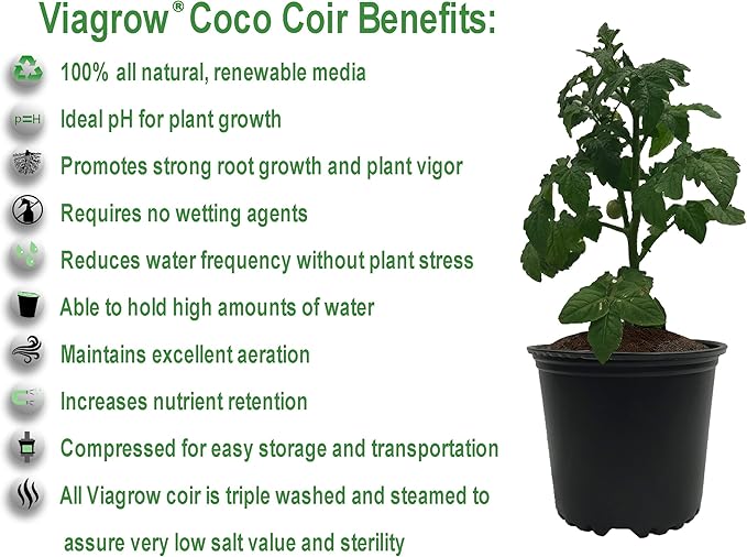 Viagrow® 650 g (1.4 lb.) Compressed Coconut Coir Premium Grow Media (6-Packs) / A Product of The Harvest Company™